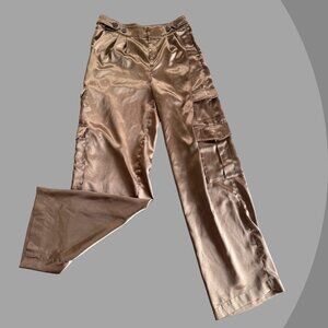 A New Day Women’s Satin Gold Baggy Pants, Size 2